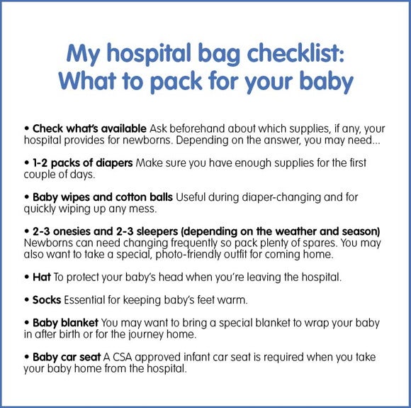 Hospital bag sale essentials canada